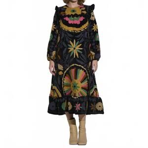 NEW ASHA suzani maxi dress in black velvet